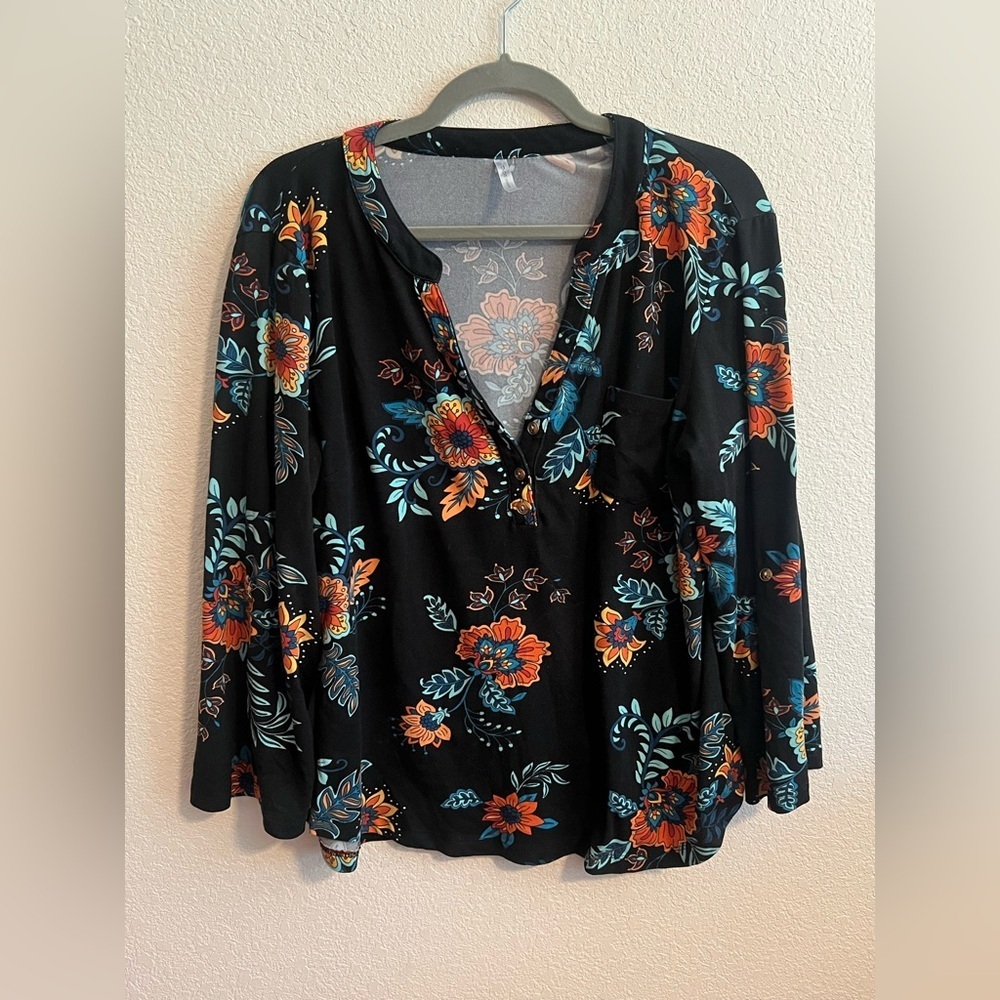 DNA Couture Blue and Oranger Blouse Size 1XL
